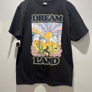 Rare Stüssy Medium,Graphic T‎ Shirt Black/'Dream Land'Desert Sunset.100% Cotton